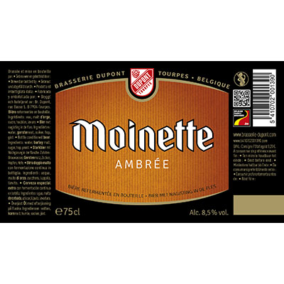 5410702001390 Moinette Ambrée - 75cl Bière  refermentée en bouteille Sticker Front